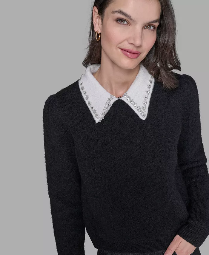 Women's Contrast Collar Sweater - thumbnail 5