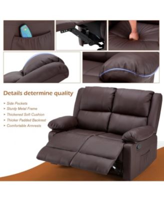 Loveseat Recliner with Heat&Massage Function, RV Couch Wall-Hugger Reclining Sofa