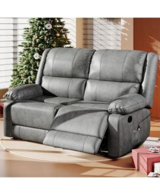 Loveseat Recliner with Heat&Massage Function, RV Couch Wall-Hugger Reclining Sofa