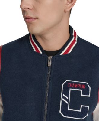 Men's Mixed-Media Varsity Bomber Jacket