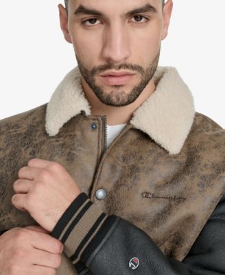 Men's Faux Shearling Varsity Jacket