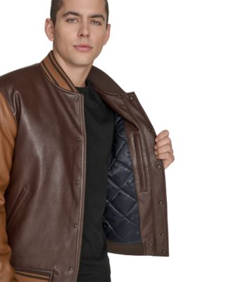 Men's Faux Leather Varsity Jacket