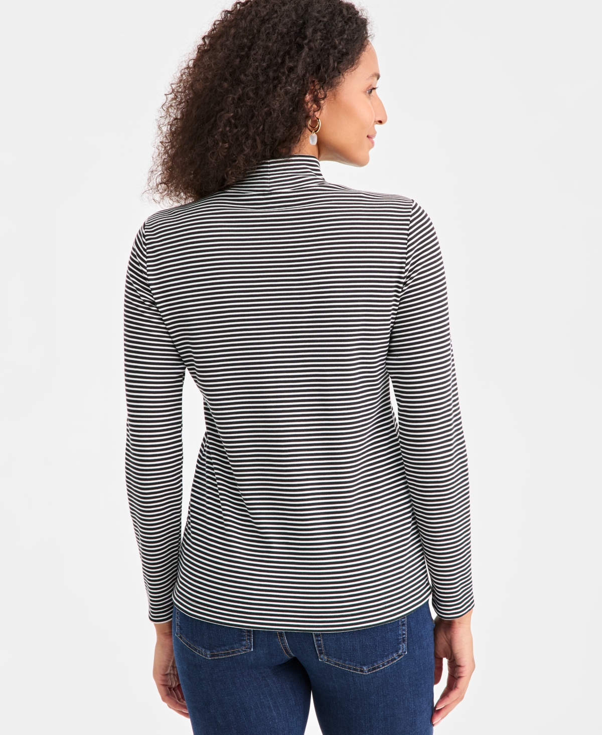 Style & Co Women's Printed Mock-neck Knit Top, Macy's Exclusive In Black