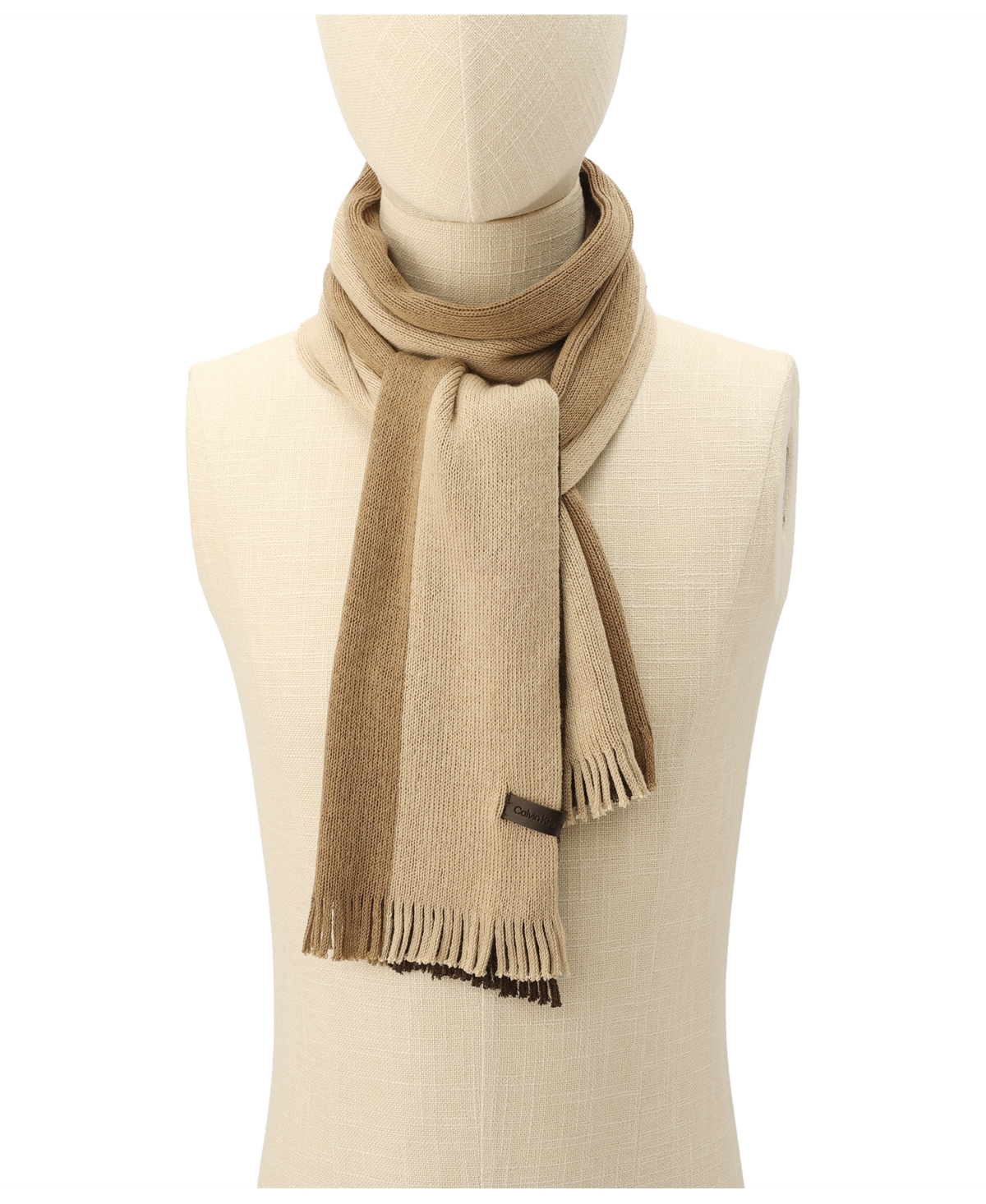 Calvin Klein Men's Gradient Stripe Raschel Scarf In Brown