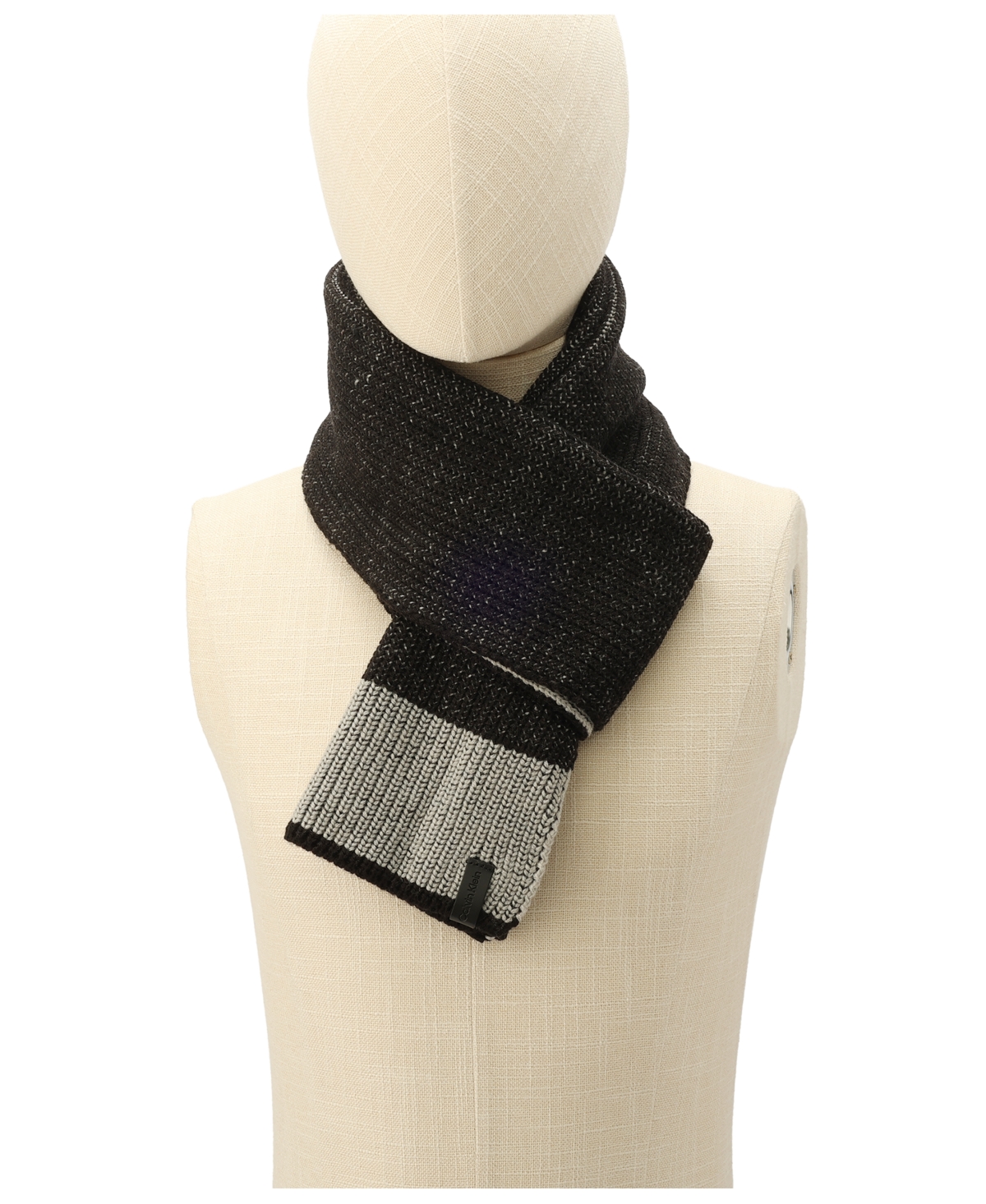 Calvin Klein Men's Color Blocked Fisherman Scarf In Black