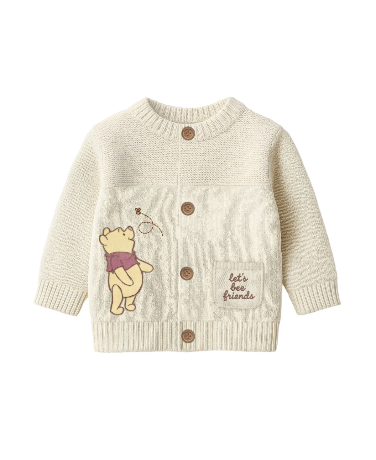 Disney Baby Boys Or Baby Girls 3-piece Pooh Cardigan, Top And Pants Set In White