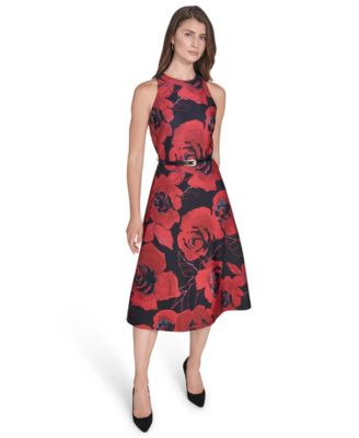 Halston - Women's Printed Fit and Flare Dress