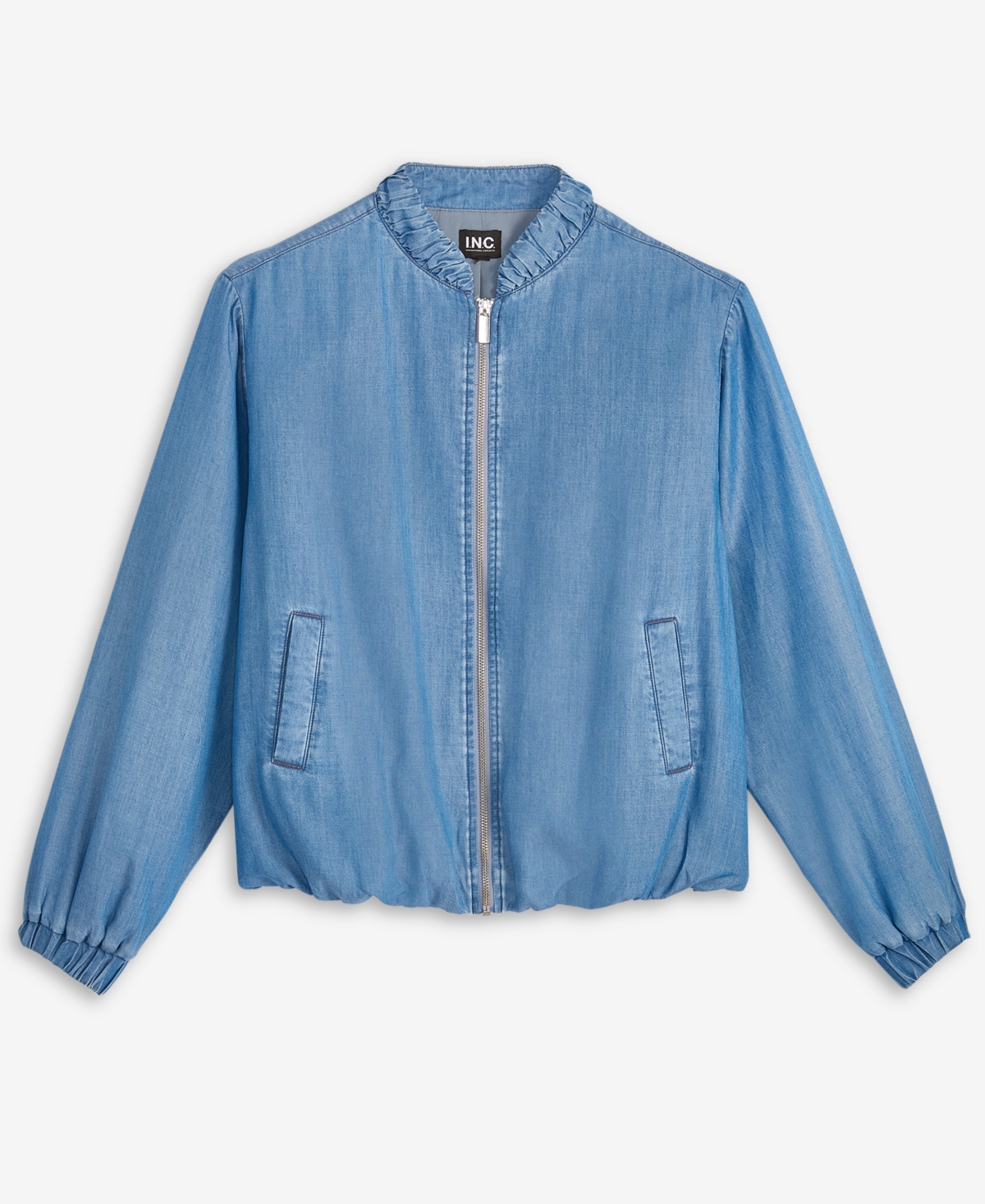 Inc International Concepts Women's Chambray Bomber Jacket, Macy's Exclusive In Blue