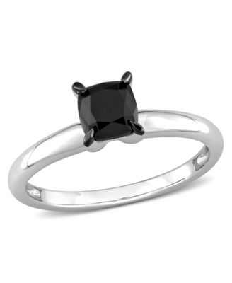 Macy's - Cushion Cut Black Diamond Solitaire Engagement Ring (1 ct. t.w.) in 14K White Gold