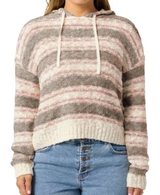 Juniors' Jayne Long Sleeve Striped Skimmer Hoodie