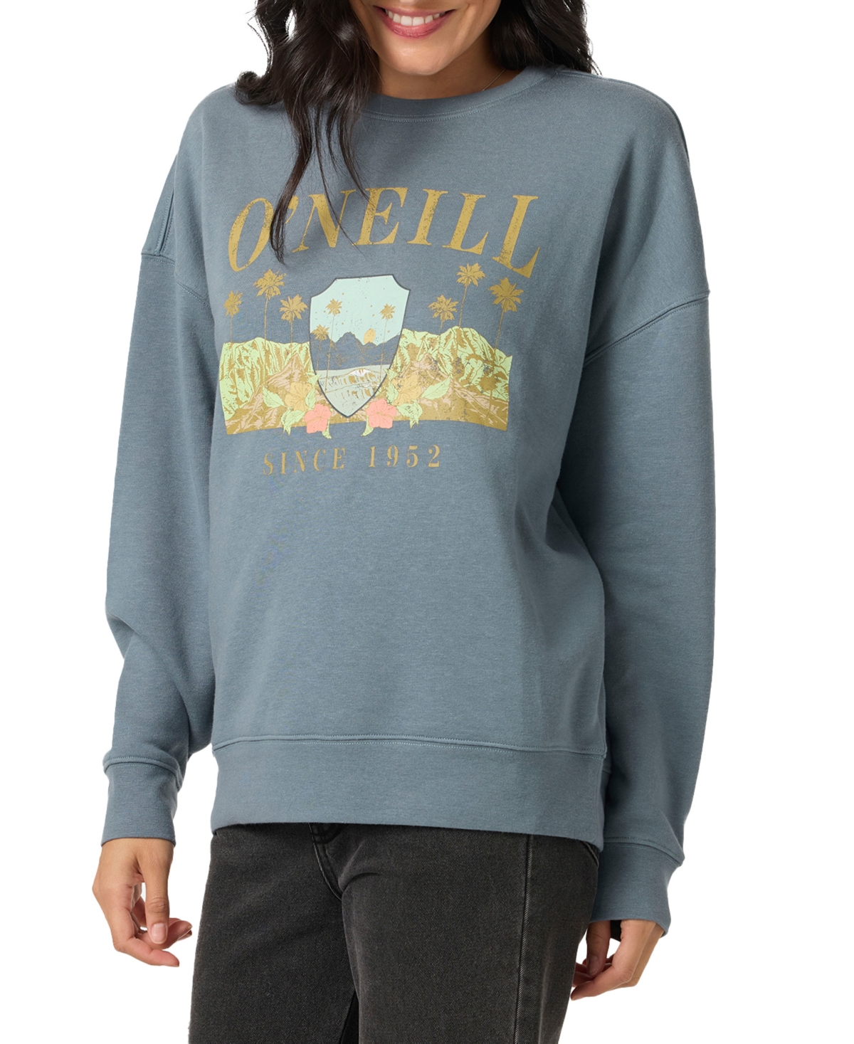 O'neill Juniors' Malibu Mirage Crewneck Sweatshirt In Gray
