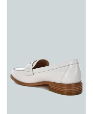 Womens Roxana Real Leather Penny Strap Loafers