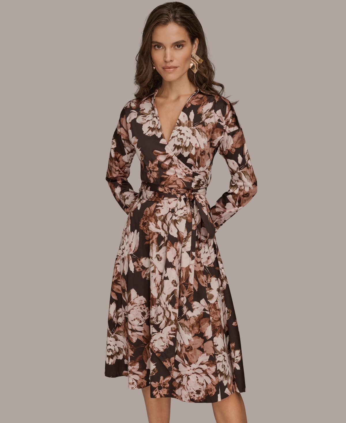 Donna Karan New York Women's Collared Neck Midi Dress