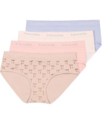 4-Pack Seamless Solid Color Hipsters with Logo Waistband