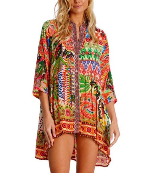 Женское платье La Moda Clothing Short Asymmetrical with V-Neck and Mid-Length Sleeves