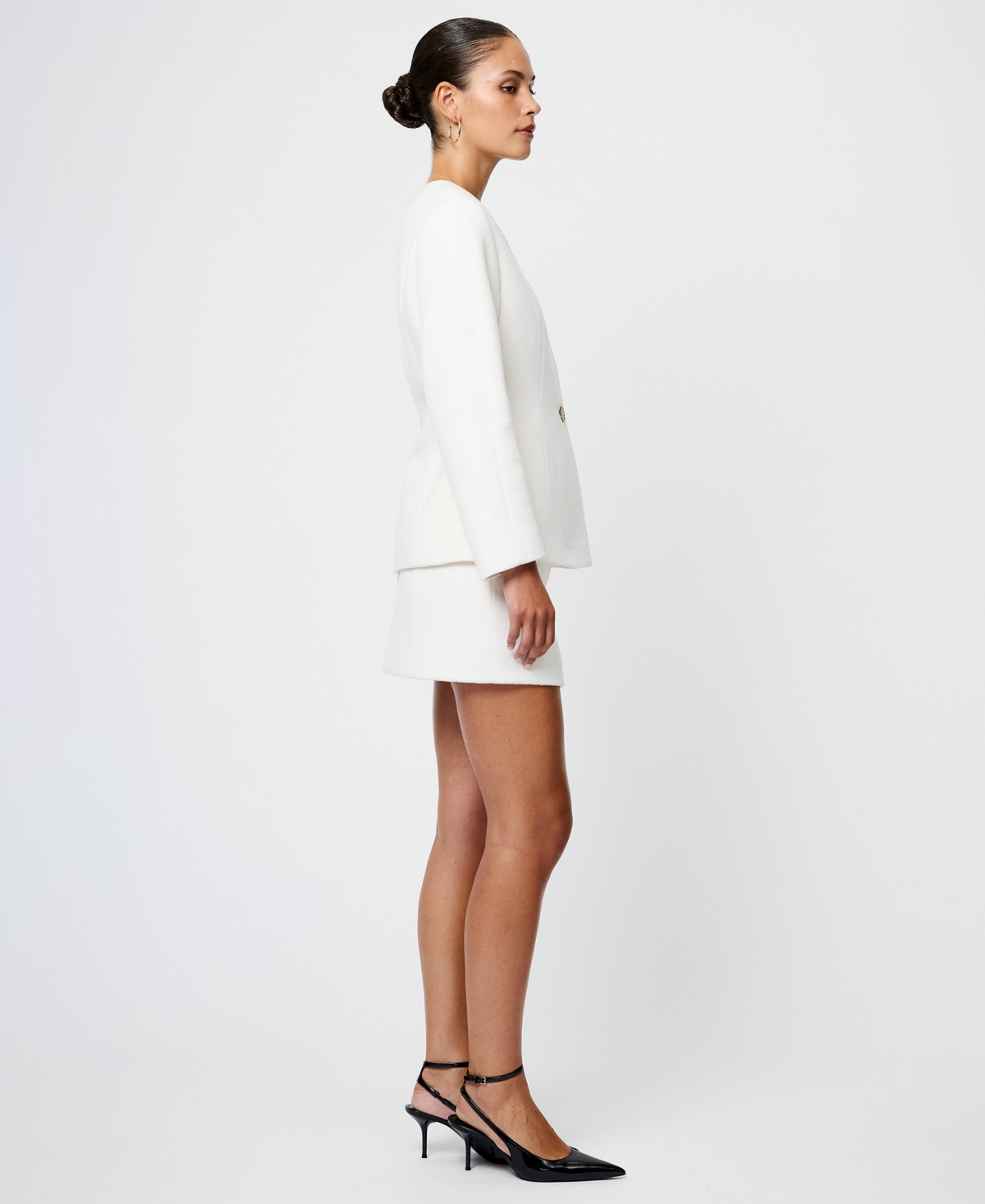 French Connection Boiled Wool Miniskirt In Gray