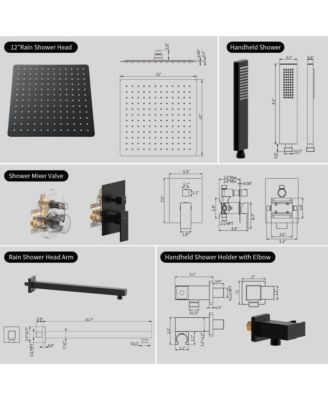 Male NPT Bathtub Shower Faucet Set, Waterfall Tub Faucet with 12-Inch Matte Black Rain Shower Head System