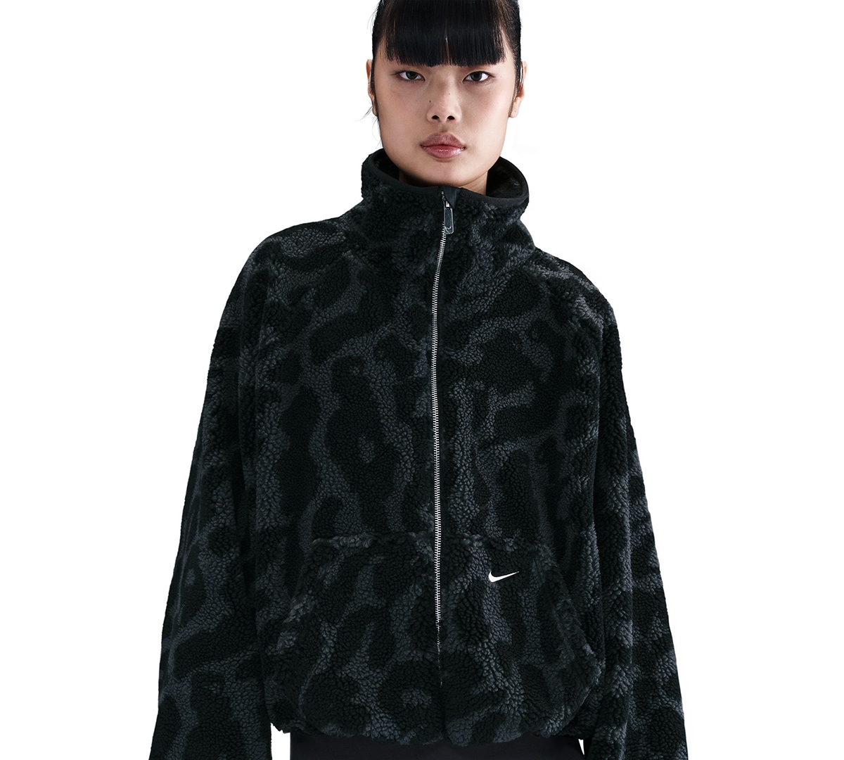 Nike Women's Street High-pile Long Sleeve Jacket In Black