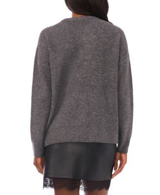 Women's Crewneck Embellished Sequin Floral Long-Sleeve Sweater