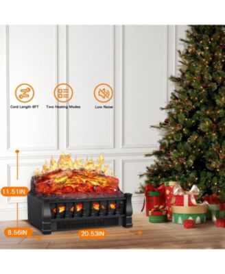 20" Freestanding Electric Fireplace Insert Log Set,Fireplace Insert Heater with 5 Flame Speeds and Brightness,Overheat Protection,750W/1500W