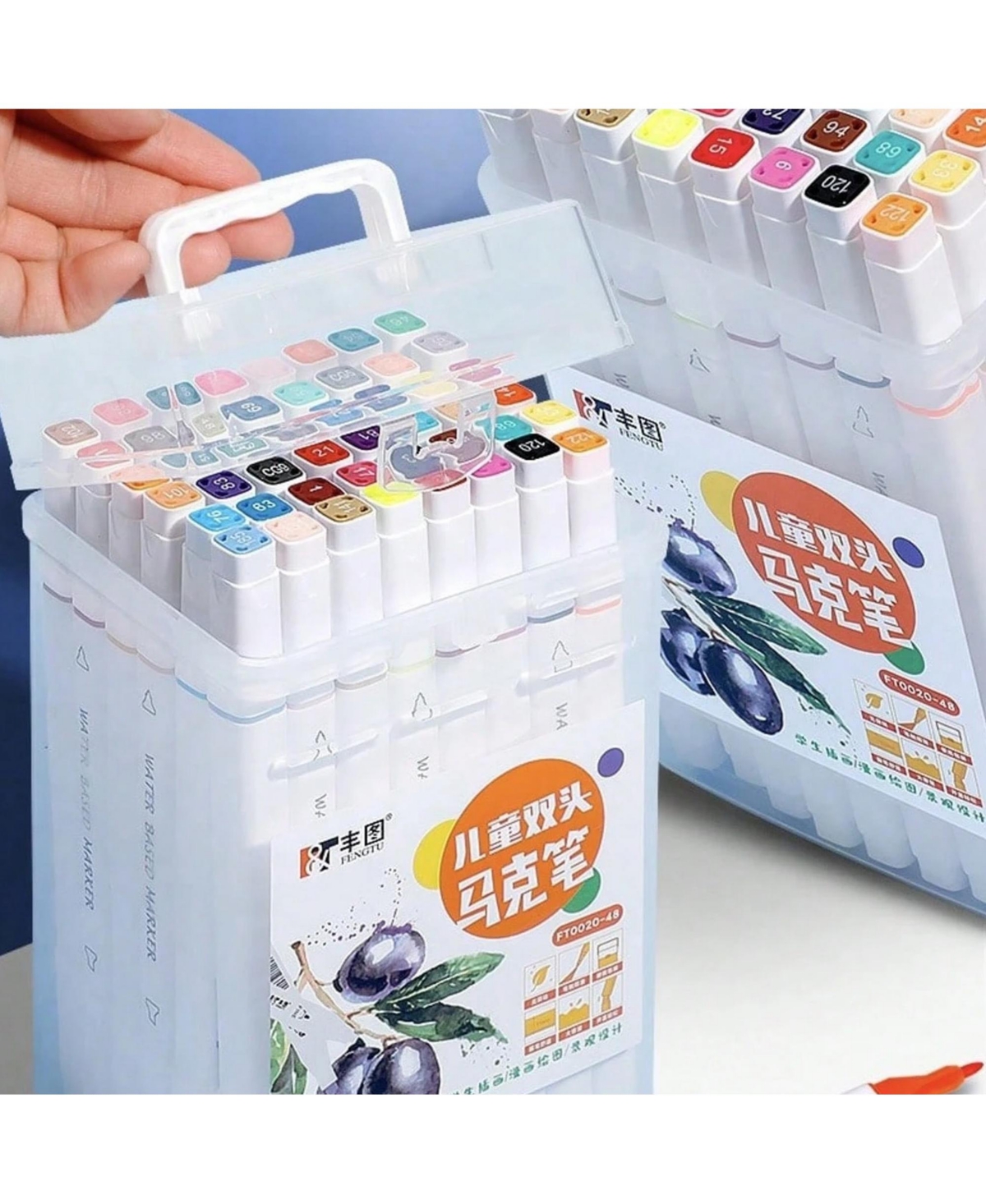 Htutwoo 36 Colors Ended Watercolor Marker Pens With Portable Carrying Case For School Art Drawing, School Stationery, Colorful Back To School
