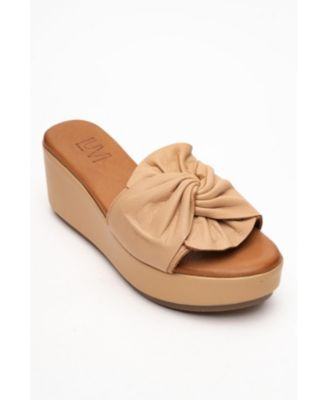 Syndra Bow Wedge Leather Sandal (Women)
