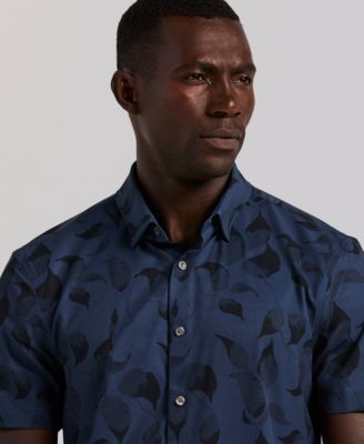 Men's Slim Fit Floral Print Short Sleeve Shirt