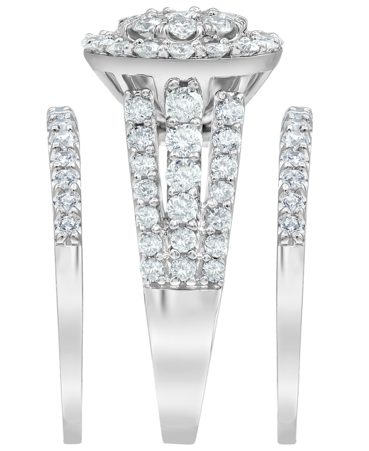 Macy's Certified Diamond Bridal Set Two Band Ring (2 Ct. T.w.) In 14k White Gold In Silver