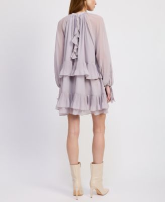 Junior's Nicollette Ruffle Tiered Mini Dress