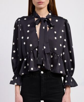 En Saison - Women's Floretta Polka Dots Long Sleeve Top