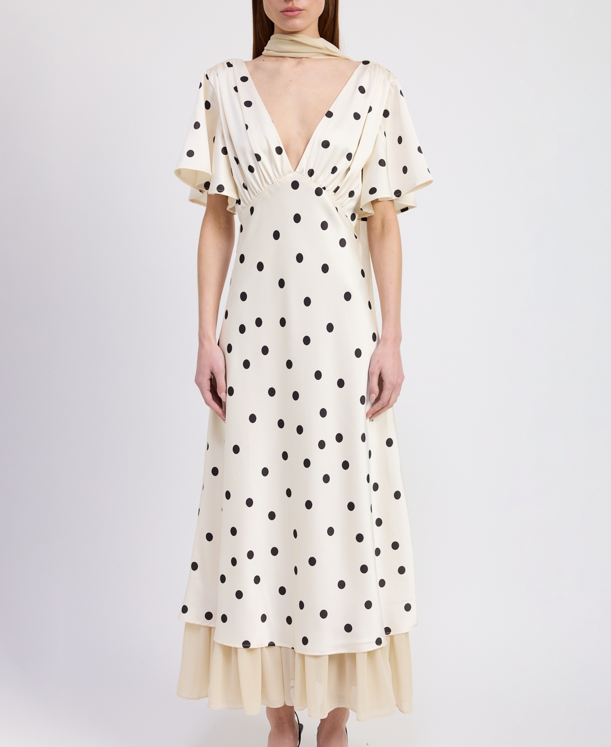 En Saison Women's Floretta Polka Dots Printed A-line Maxi Dress
