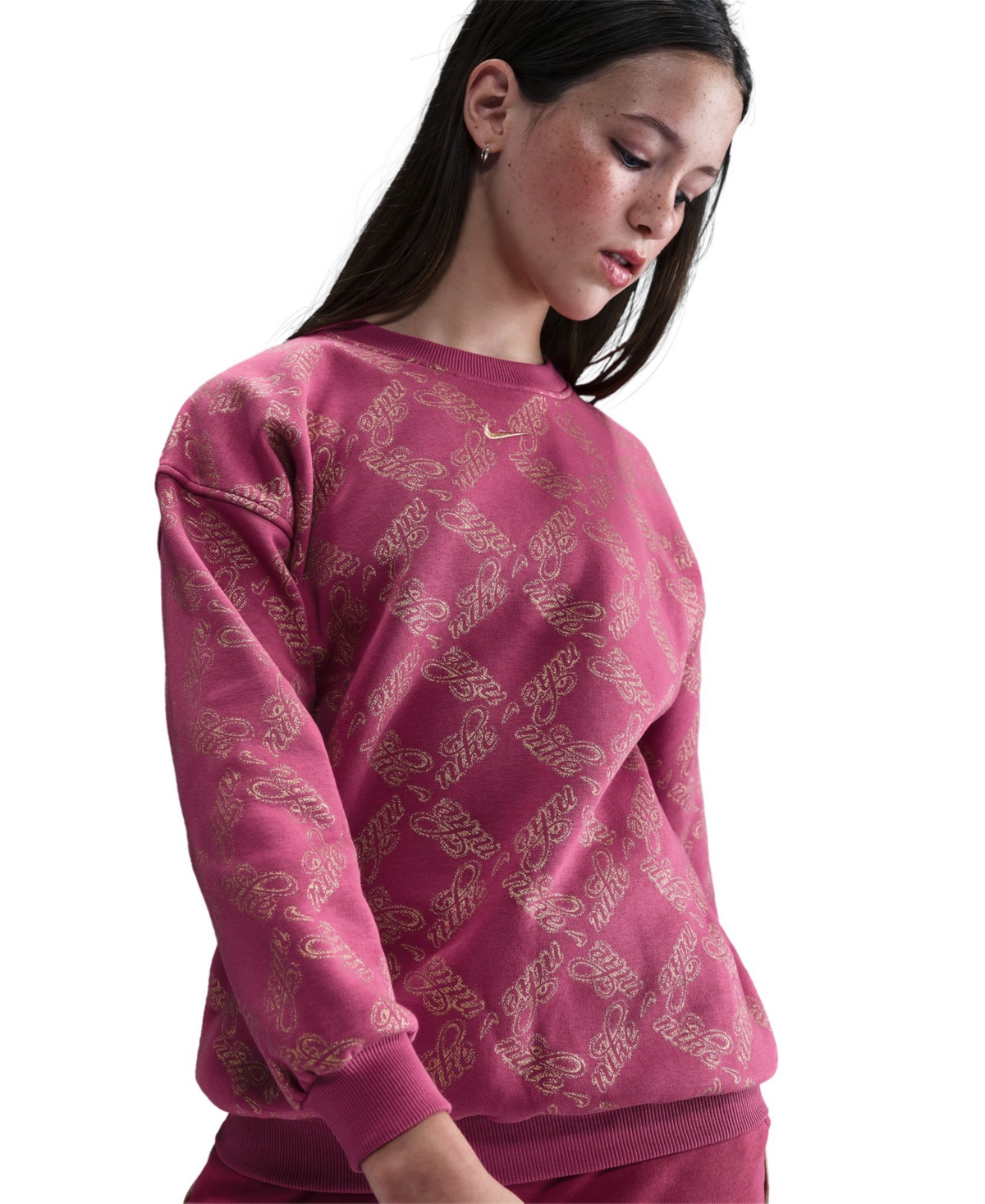 Nike Girls 7-16 Oversized Fleece Crewneck Sweatshirt