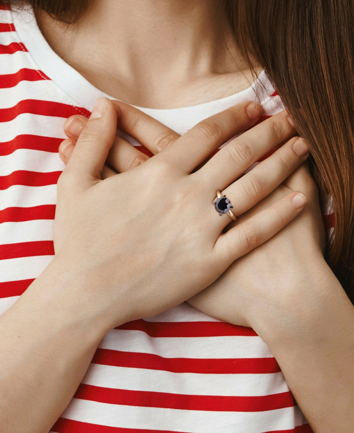 Macy's Black Diamond Solitaire Engagement Ring (3 Ct. T.w.) In 14k Yellow Gold In Gold