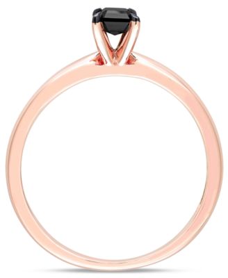 Emerald Cut Black Diamond Solitaire Engagement Ring (1/2 ct. t.w.) in 14k Rose Gold
