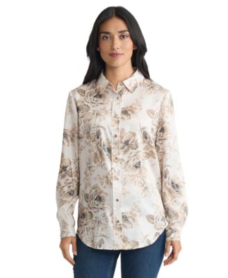 Jones New York - Petite Long Sleeve Button Front Shirt