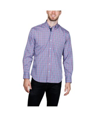 Men's Multi Check Printed Performance Long Sleeve Shirt