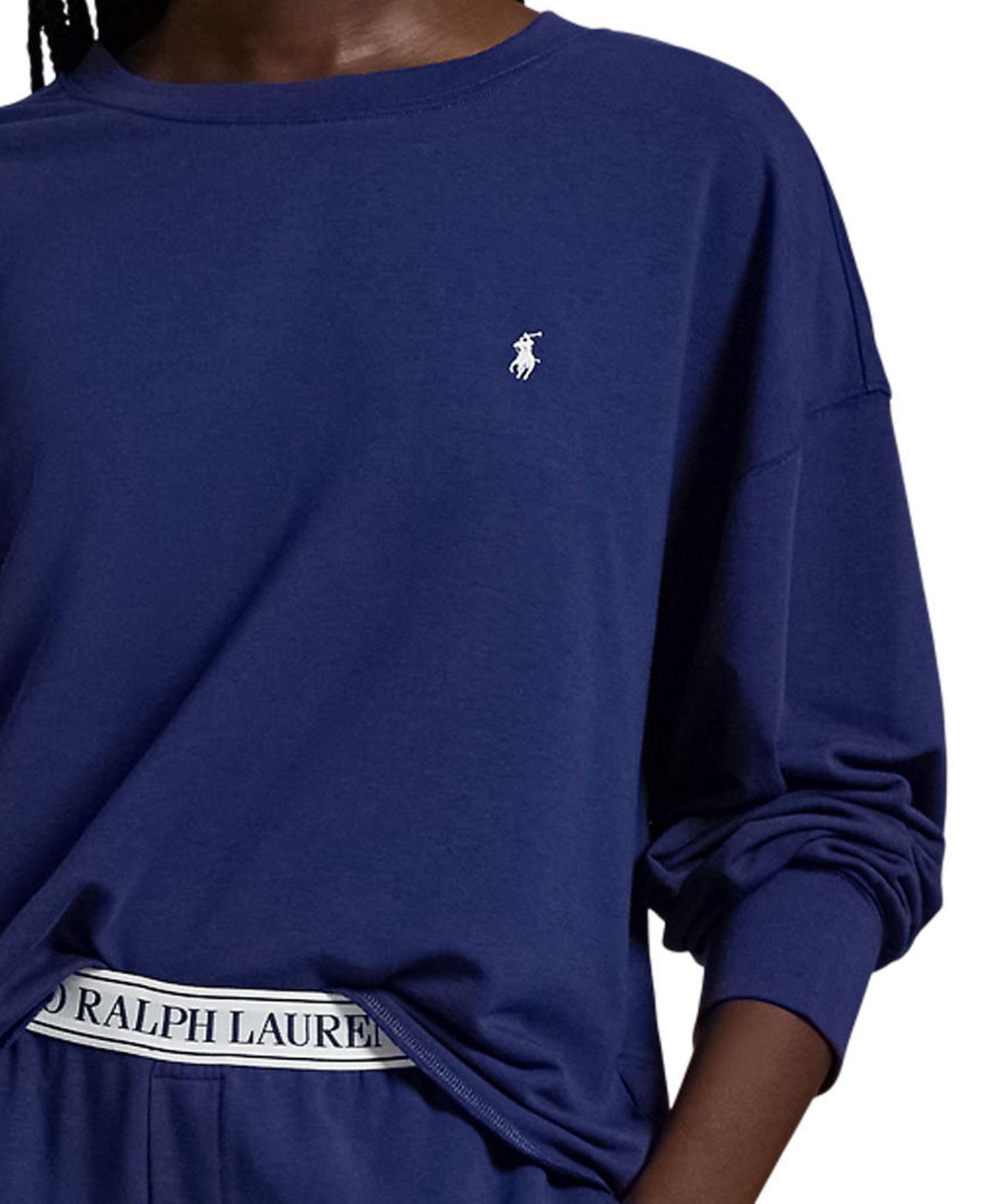 Женская пижама Polo Ralph Lauren: топ с круглым вырезом и брюки, 2 предмета, цвет: Синий — фото 2