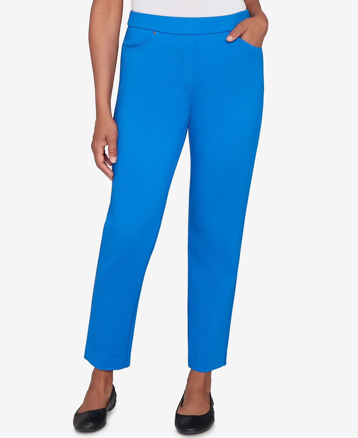 Alfred Dunner Barcelona Stretch Ponte Knit Average Length Pant In Blue