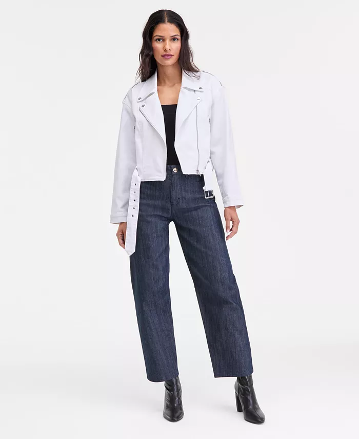 Women's Belted Moto Jacket - thumbnail 2