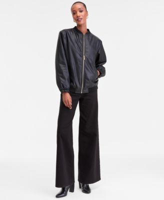 Women's Faux-Leather Bomber Jacket, Macy's Exclusive