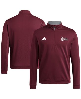 adidas - Men's Maroon Mississippi State Bulldogs Elevated Tri-Blend Quarter-Zip Pullover Sweatshirt