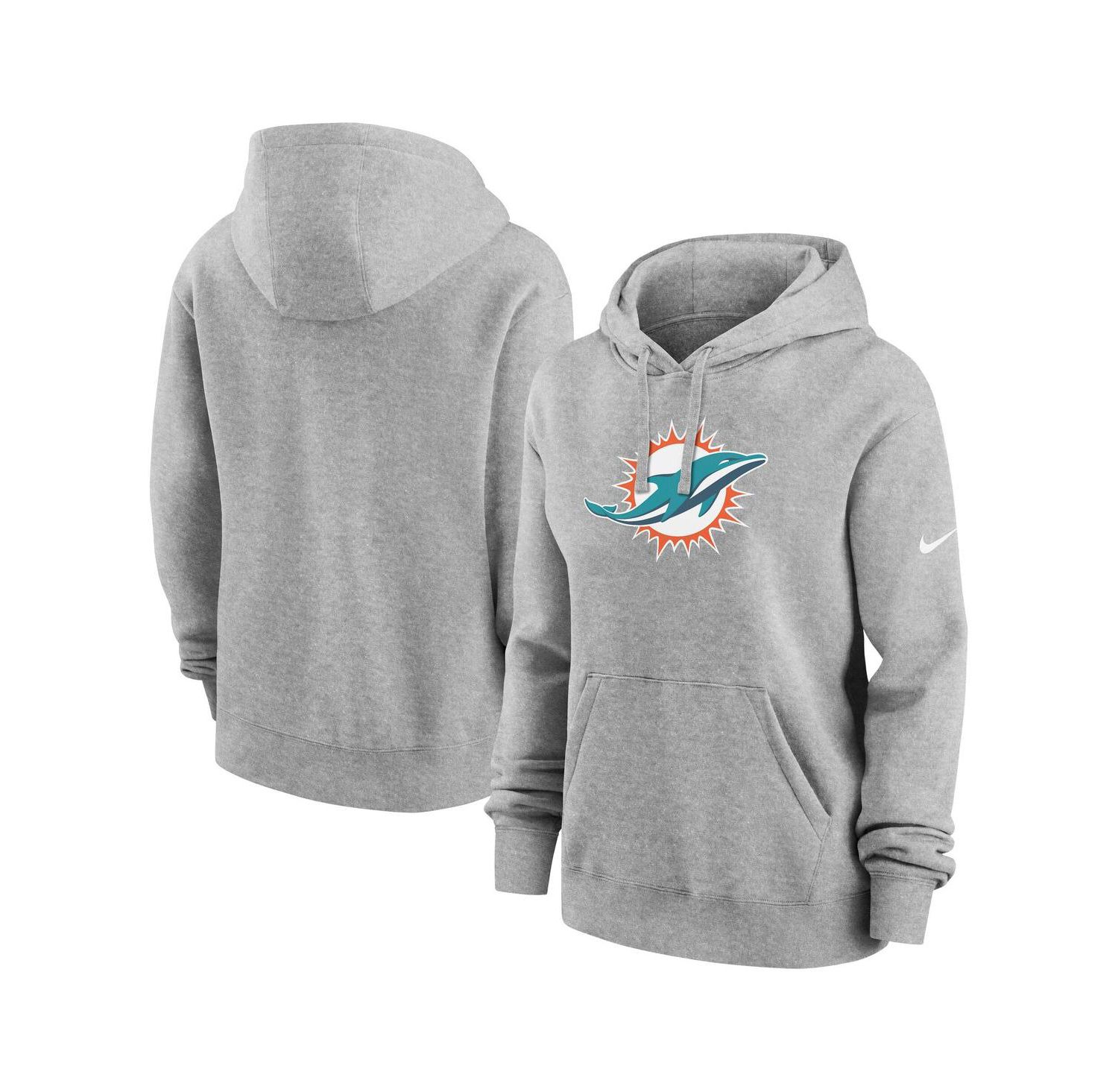 Women's Heather Gray Miami Dolphins Club Fleece Pullover Hoodie