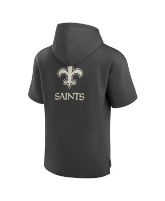 Men's Charcoal New Orleans Saints Elements Future Ground Lettering Short Sleeve Pullover Hoodie