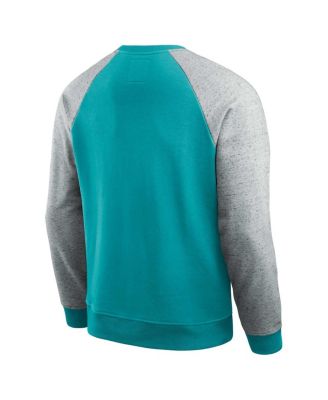 Darius Rucker Collection by Men's Aqua/Heather Gray Miami Dolphins Color Block Pullover Sweatshirt