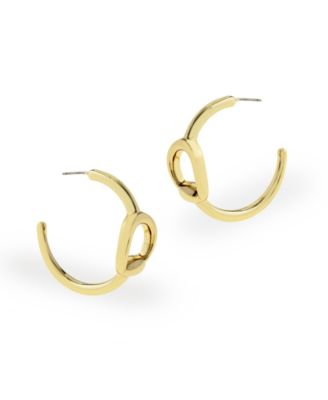 Gold Collegiate C Link Hoop Earrings