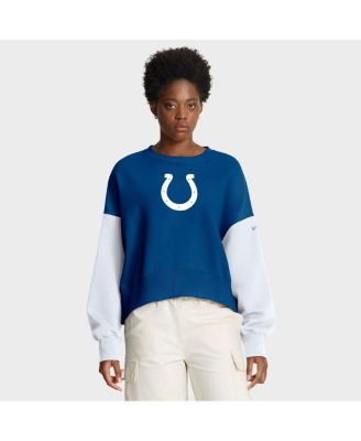 Women's Royal Indianapolis Colts Oversized Color-Block Pullover Sweatshirt