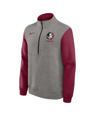 Men's Heather Gray/Garnet Florida State Seminoles Club Fleece Half-Zip Pullover Sweatshirt