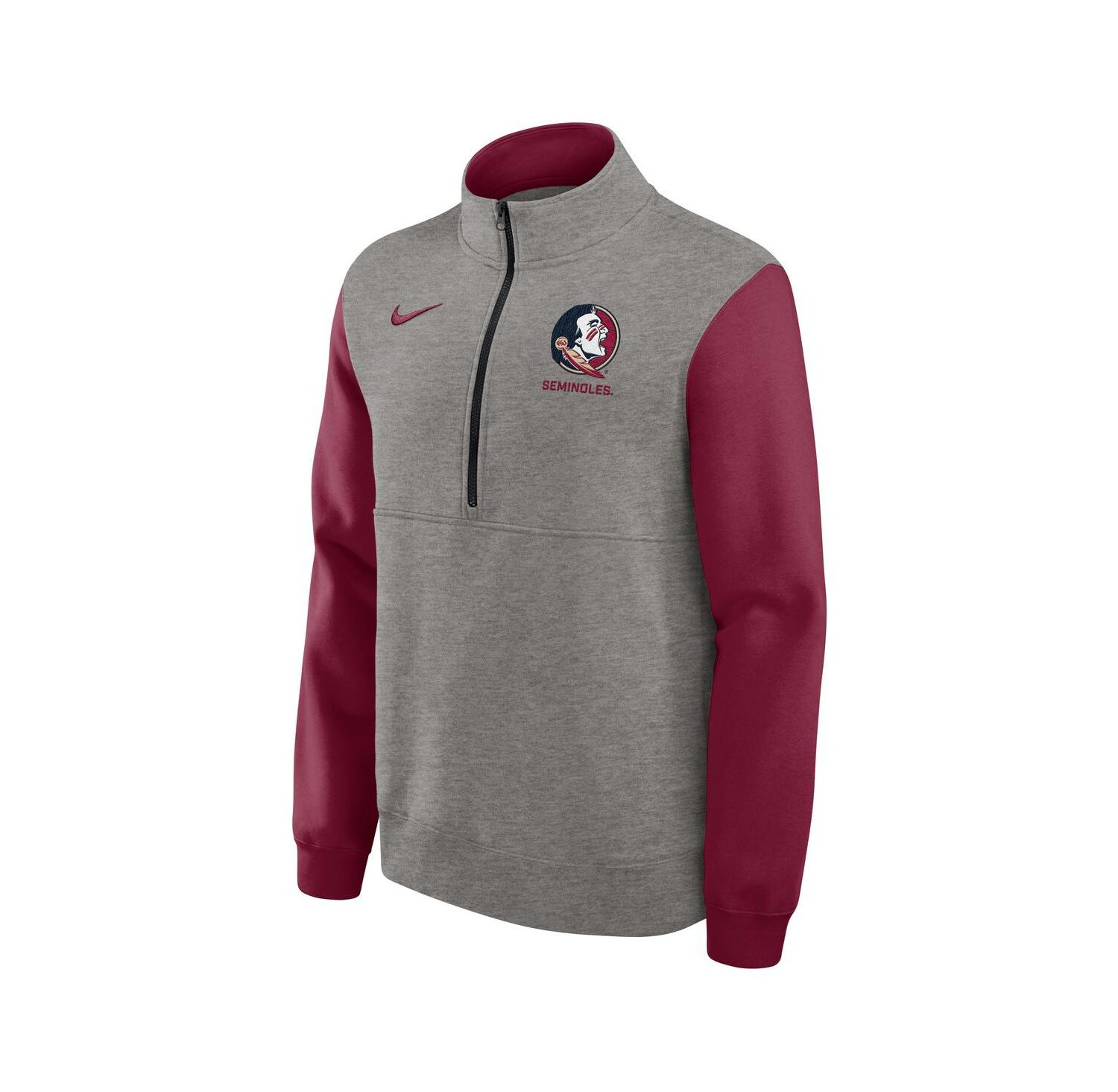 Men's Heather Gray/Garnet Florida State Seminoles Club Fleece Half-Zip Pullover Sweatshirt