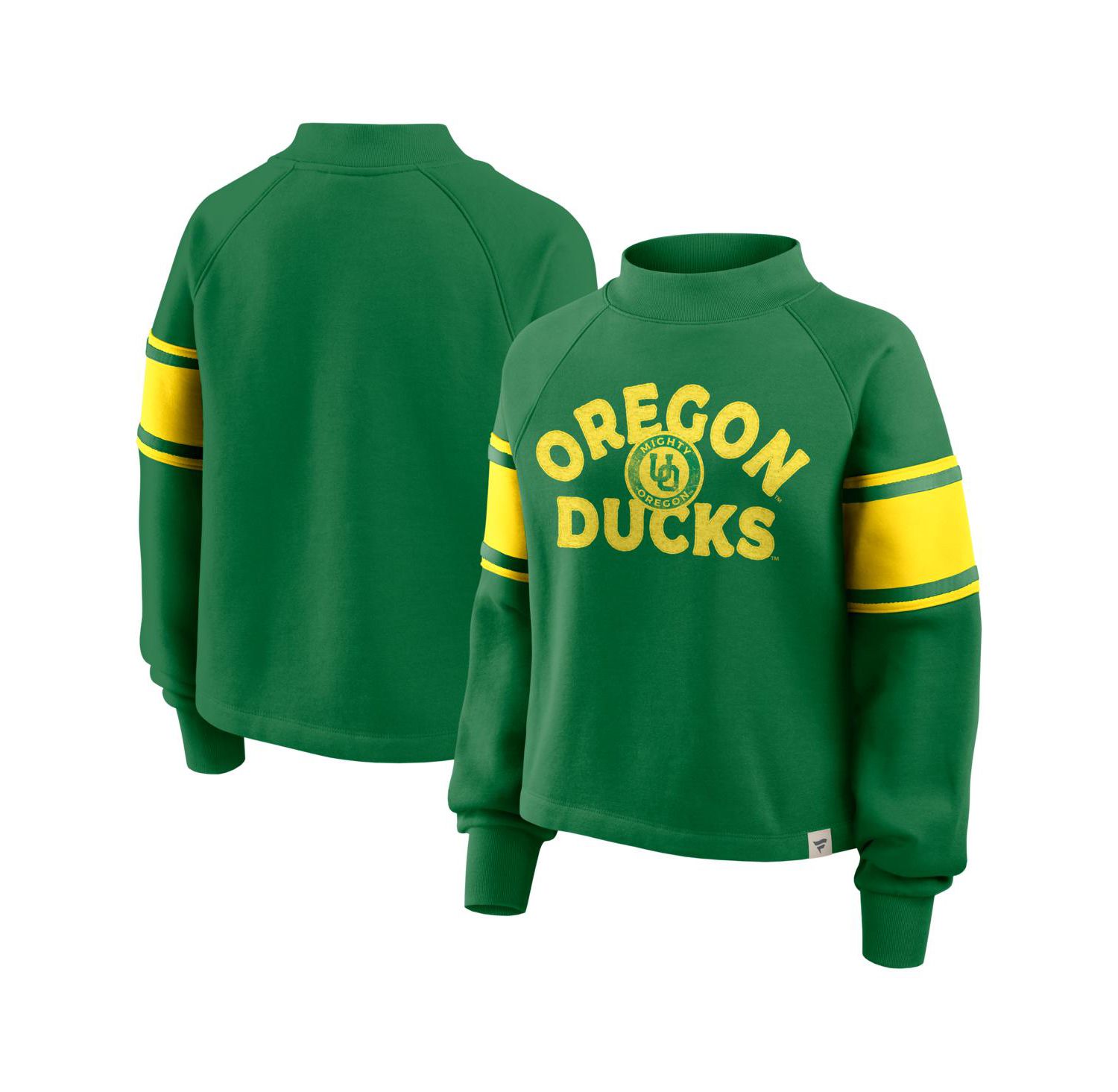 Women's Green Oregon Ducks Oversized Hometown Premium Punt Coverage Raglan Pullover Sweatshirt