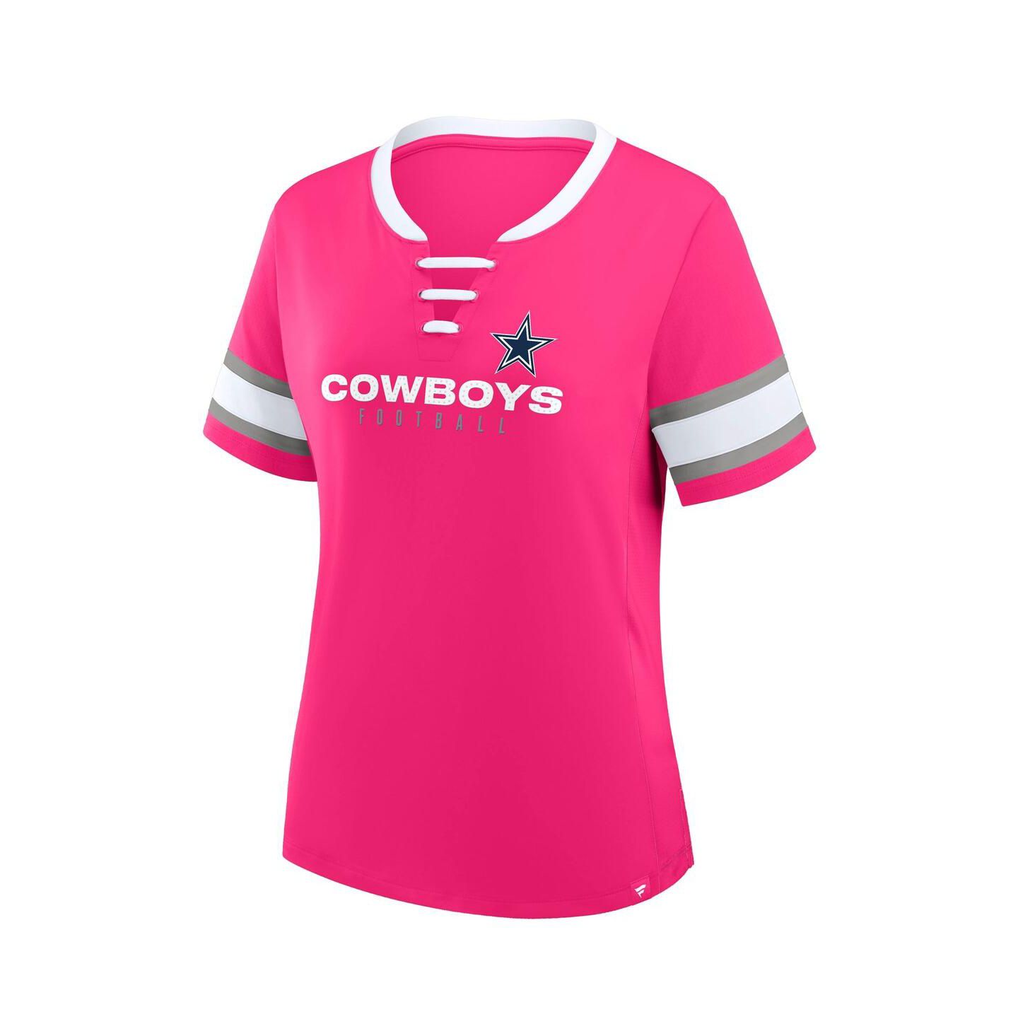 Женская футболка Fanatics Pink Dallas Cowboys Redzone Draw Play Athena Lace-Up — фото 2